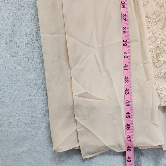 Formal Dress Jacket Set Size 8 Champagne Gold Beaded Lace Chiffon Sheath Party - Picture 3 of 14